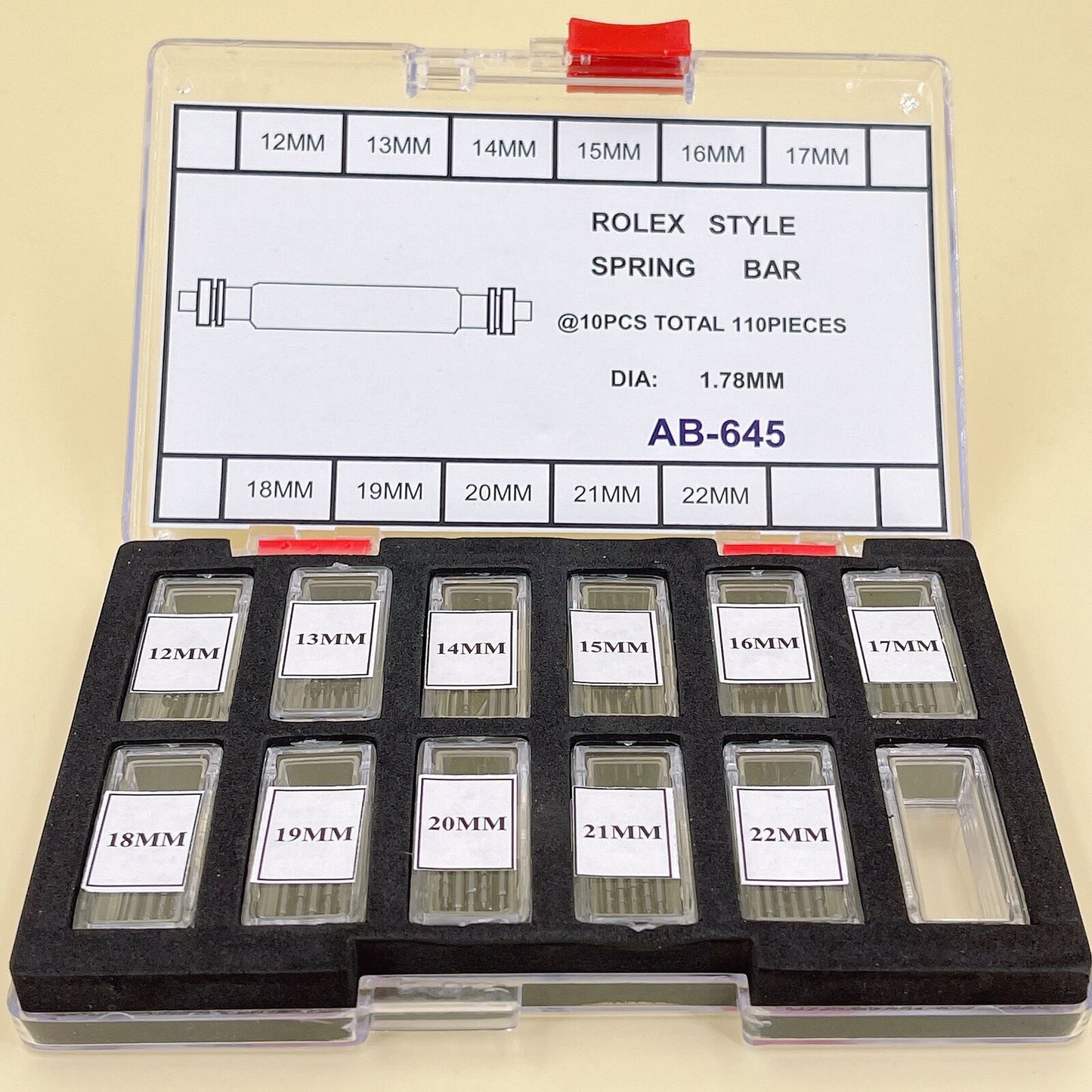 110pcs Dia 1.78mm RLX Style Spring Bar Assortment Watch Repair Kit Tool