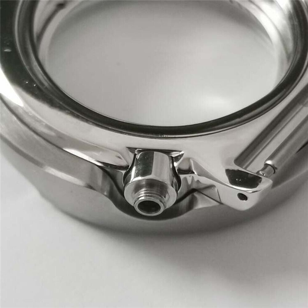 45MM stainless steel watch case, mineral glass, fits NH35/36 movements, durable style accessory.