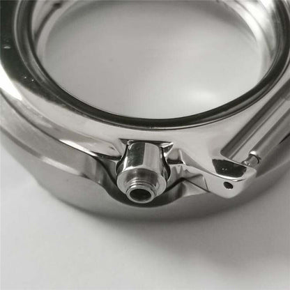 45MM stainless steel watch case, mineral glass, fits NH35/36 movements, durable style accessory.