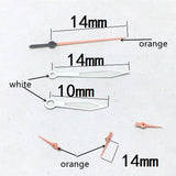 14mm Watch Hands Orange+White Second Hand for Miyota OS10 OS20 OS60 OS80