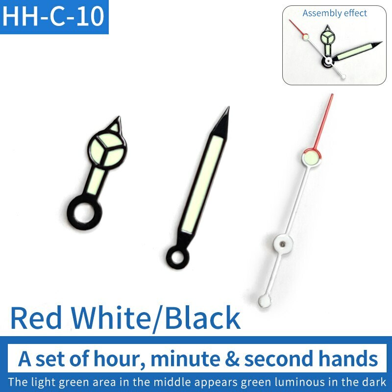 Green Luminous Watch Hands Sets Pins Suitable For Skx007/009 NH35 Movement