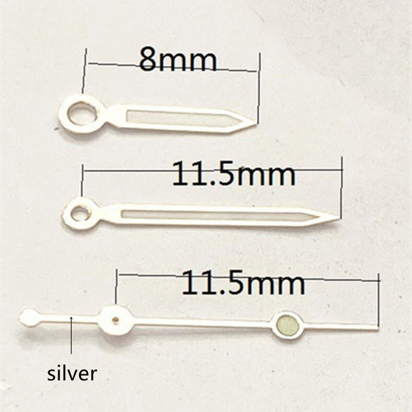 11.5mm Silver Trim with Green Lume Watch Hand Set for Ronda 515 Quartz Movement