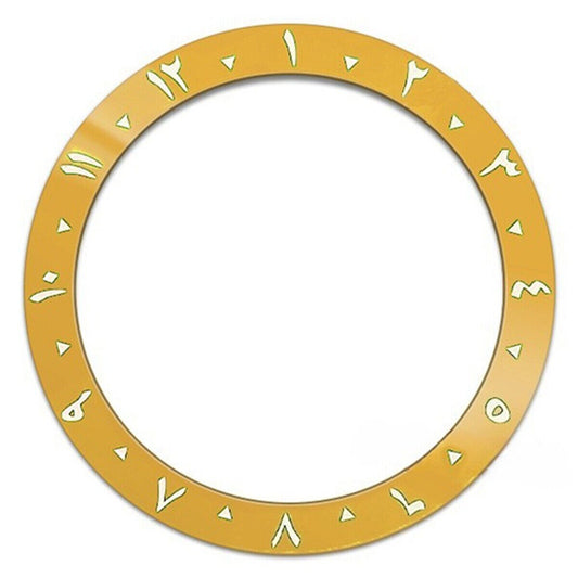 38 mm Keramik-Uhrenlünette mit gelbem Hintergrund und weißem arabischem Zifferblatt für SUB007