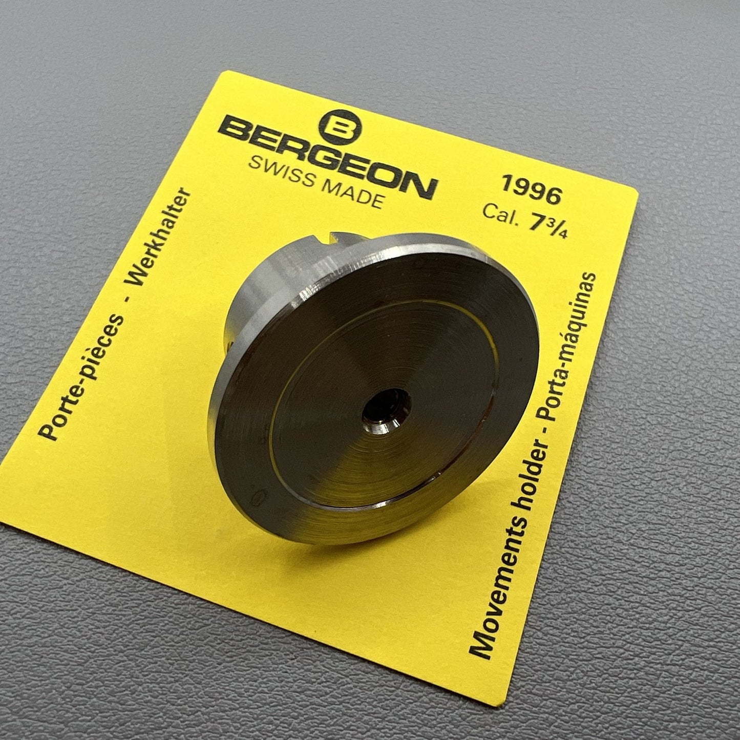 Bergeon 1996 Cal.7 3/4 adjustable screw movement holder for precise watch repair tasks.