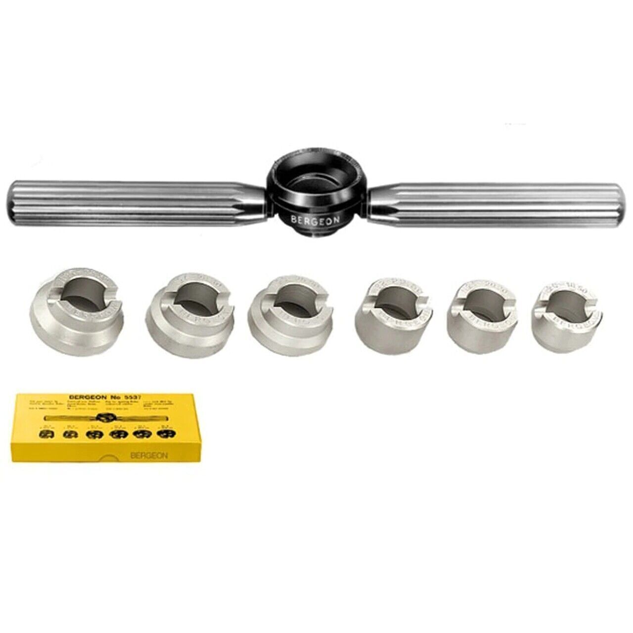 Swiss Bergeon 5537 grooved back case opener tool for waterproof watch case closing, precise and durable design.