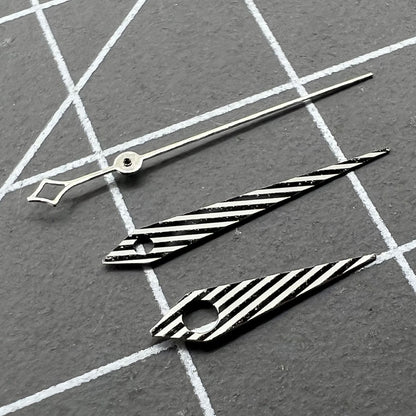 No Lume Twill silver watch hands set for NH35 NH34 NH36 NH70 movements, 3 hands style