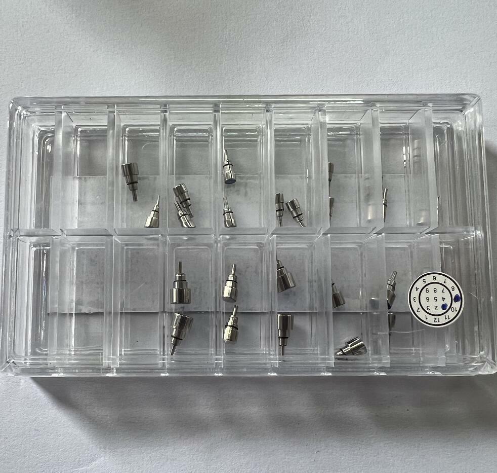 Set of 26 classical stainless steel chronograph watch pushers, screw-in type for precise button replacement.