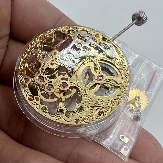 Seagull ST3600 Mechanisches Golden Hollow Uhrwerk für ETA 6497 Sekunde bei 9