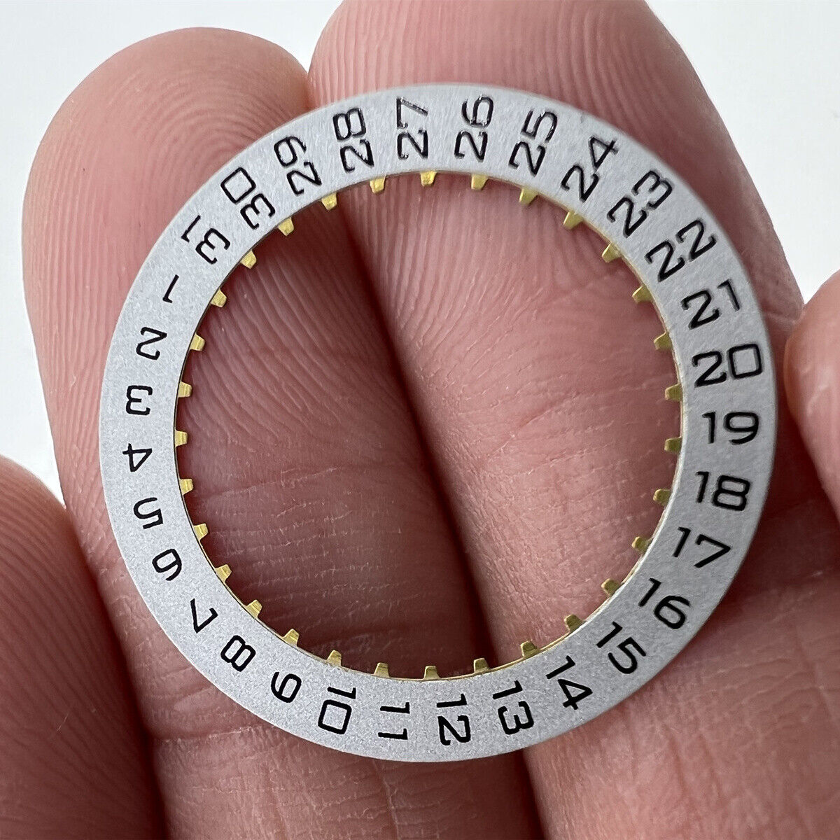 Men's silver date disk wheel for ETA2892 and ETA2824 watch movements, precise fit and durability.