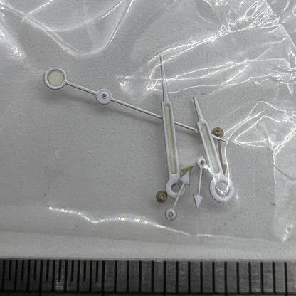 Uhrzeiger, 11,5 mm, spitz, weißer Rand, grüne Leuchtmasse für Miyota OS10 OS20 OS60 OS80 