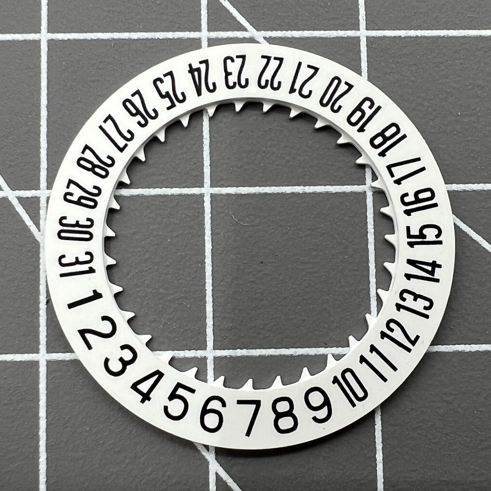 White date disk wheel compatible with NH35 NH36 movements, date displayed at 6 o'clock.