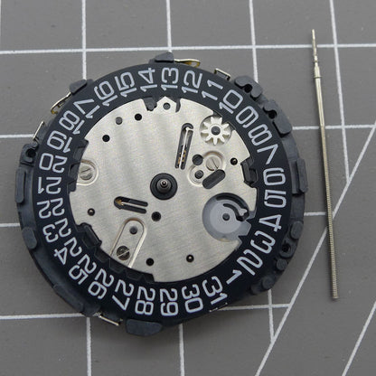 Japan Made VR32B quartz watch movement with multifunctional features and black dial for precision timekeeping.