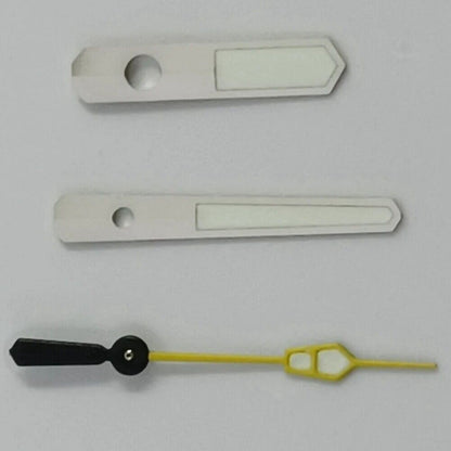 Aiguilles de montre luminescentes vertes 12,5 mm, garniture jaune et blanche, pour mouvement NH35, NH36, 7S26 et 7S36
