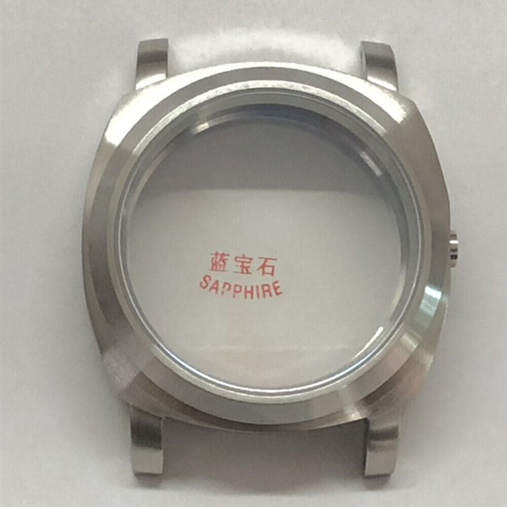 44mm silver 316L stainless steel watch case with sapphire glass, fits Seagull ST3600/3621 & ETA6497/6498 movements.