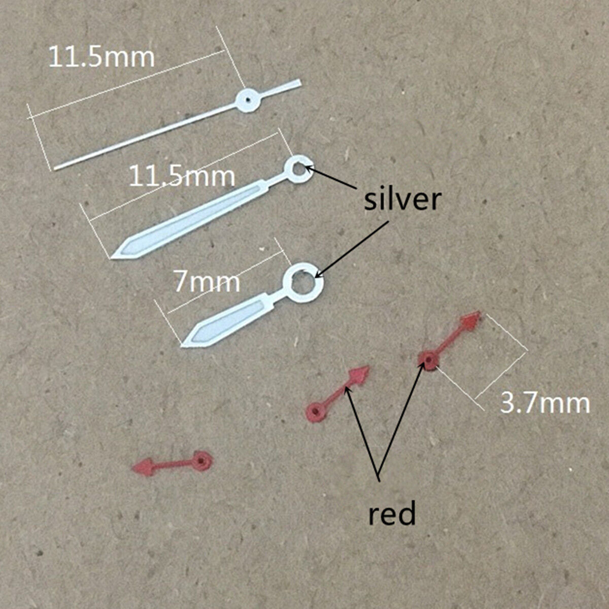 Petites aiguilles lumineuses rouges de 11,5 mm pour montres Miyota OS10 OS20 OS60 OS80