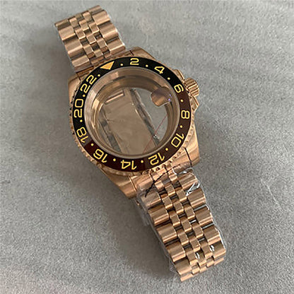 40 mm goldenes Uhrengehäuse-Armband für NH35/36-Uhrwerk, modifiziertes Saphirglas 