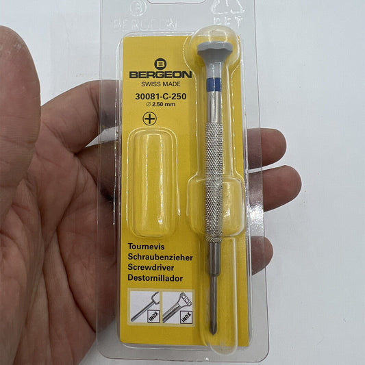 Bergeon 30081-C-250 ergonomic Phillips screwdriver 2.50mm for precise watch accessory repairs