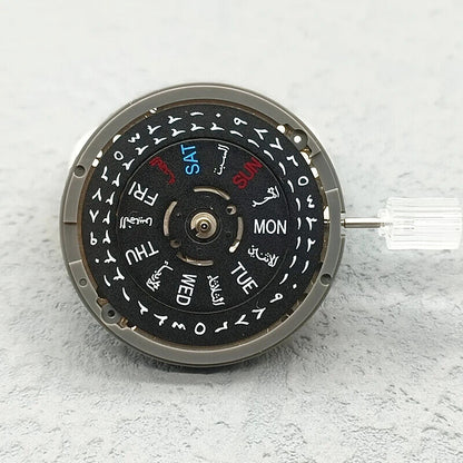 NH36 Automatisches mechanisches Uhrwerk Schwarzes arabisches Datumszifferblatt Krone bei 3,8