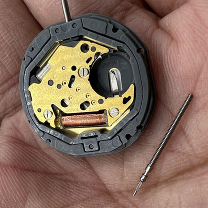 Miyota 6M12 quartz watch movement with date display at 3 o'clock, precision Japan-made mechanism.
