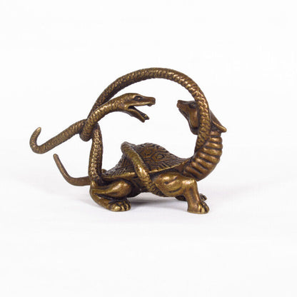 Solidna miedziana figurka smoka, białego tygrysa, Suzaku i bazaltu Cztery Duchy, ręcznie rzeźbiona