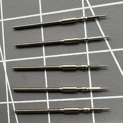 Set of 5 watch winding stems for Miyota 9015 movement, compatible with multiple watch models.