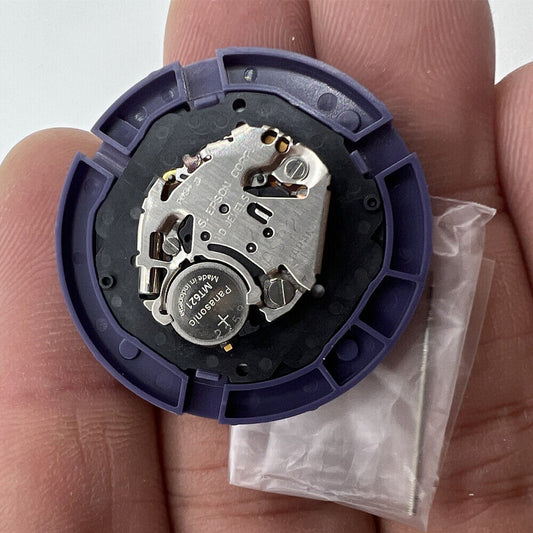 Genuine Japan Epson AS32A solar watch movement with 3 hands and date at 3 o'clock for precise timekeeping.