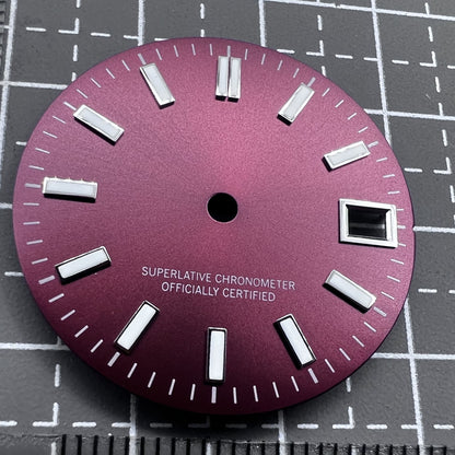 Roter gr�ner Leuchtender Metall-Zifferblatt mit polierter Oberfl�che f�r NH35 Uhrwerk von Roter Brand