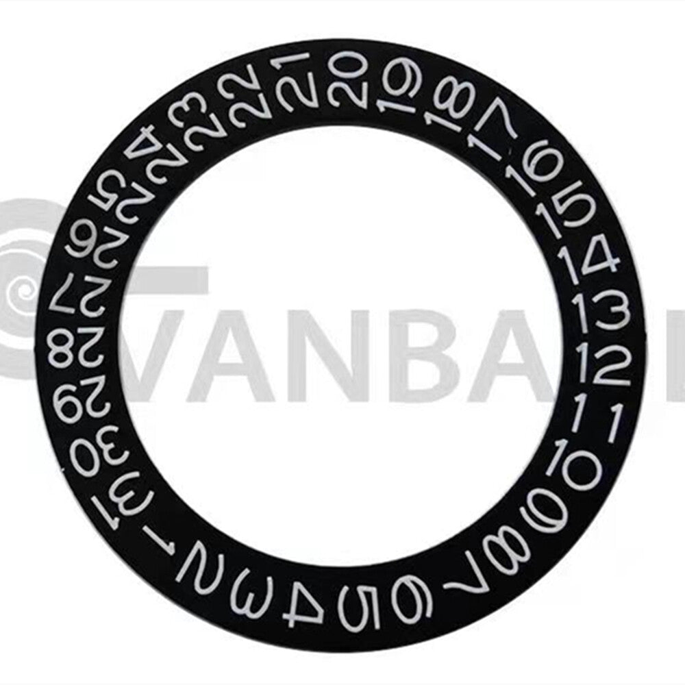 Black Date Disk Wheel with numerals, compatible with NH35 NH36 movements, suitable for date@3/6 watches.