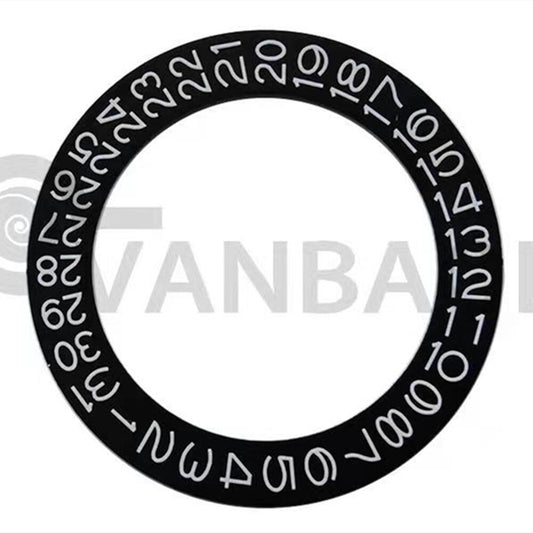 Black Date Disk Wheel with numerals, compatible with NH35 NH36 movements, suitable for date@3/6 watches.