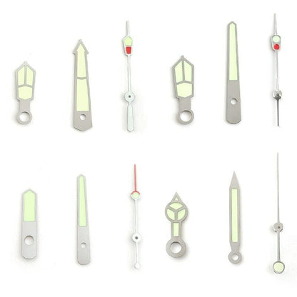 Green luminous watch hands set for NH15 NH36 movements, perfect for Seiko SKX007 SKX009 models.