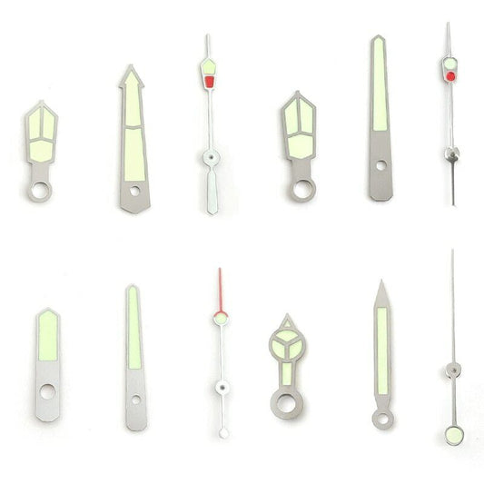 Green luminous watch hands set for NH15 NH36 movements, perfect for Seiko SKX007 SKX009 models.