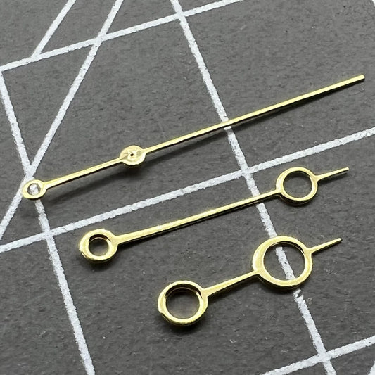 Golden hollow bubble-shaped watch hands for NH35/NH36/4R/7S movements, precision fit.