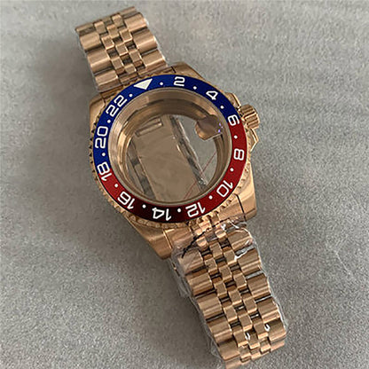 40 mm goldenes Uhrengehäuse-Armband für NH35/36-Uhrwerk, modifiziertes Saphirglas 