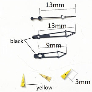 Yellow Small Second Hand Black Trim Watch Hands for Miyota OS10 OS20 OS60 OS80