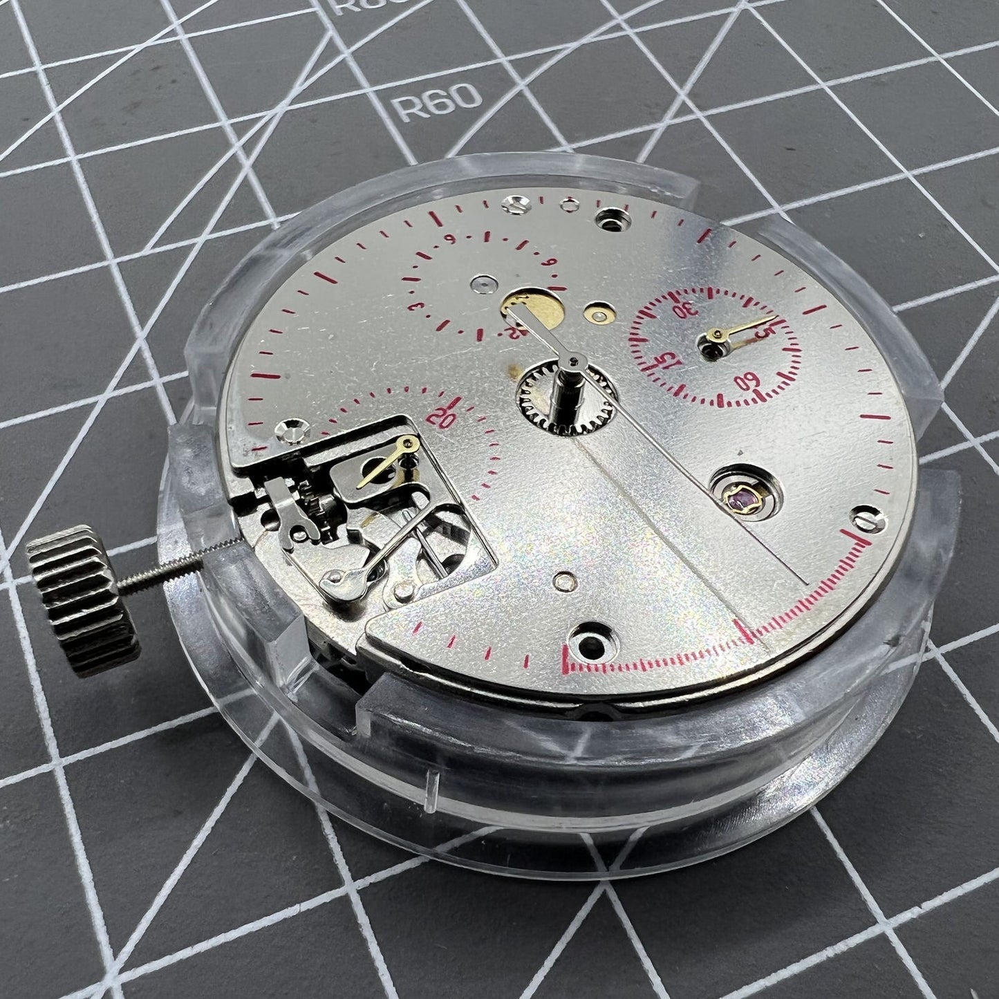 Tianjin Seagull ST19 automatic mechanical movement close-up highlighting intricate watch gears and precision components.
