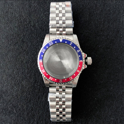 Stainless steel 39.5mm watch case with strap band for NH35/NH36 movement, durable and stylish.