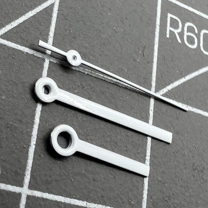 White watch hands set for Miyota 2035 movement, classic design enhancing watch precision.