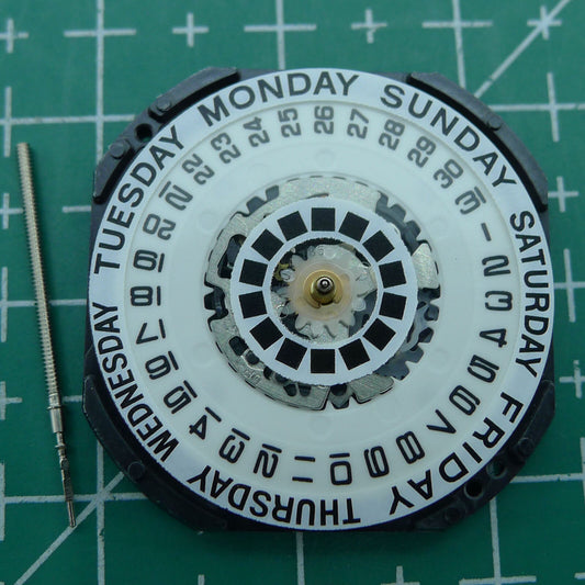 Hattori Epson TMI VX44E white dial quartz watch movement for precise timekeeping, ideal for watchmakers