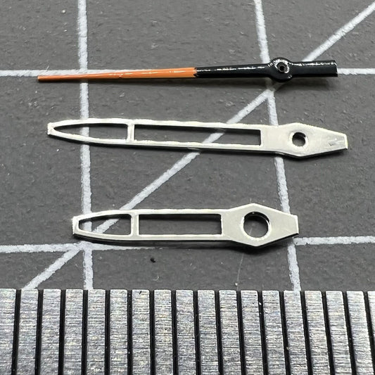Silver trim hollow arrow watch hands, 13mm, compatible with Miyota 2315, 2035, 2036, 2115, 2305 models.