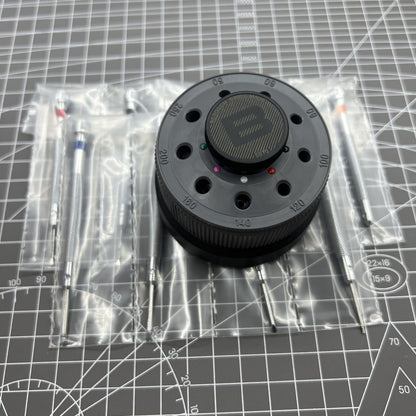 Bergeon 5970 rotating tool set with 9 precision screwdrivers for detailed watch repairs.