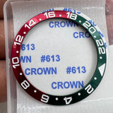 38mm Watch Bezel Insert Green and Red Numberal GMT Aluminium Alloy for RLX