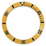 38mm Ceramic Slope SUB Yellow Background Black Font Watch Bezel Ring for SUB007