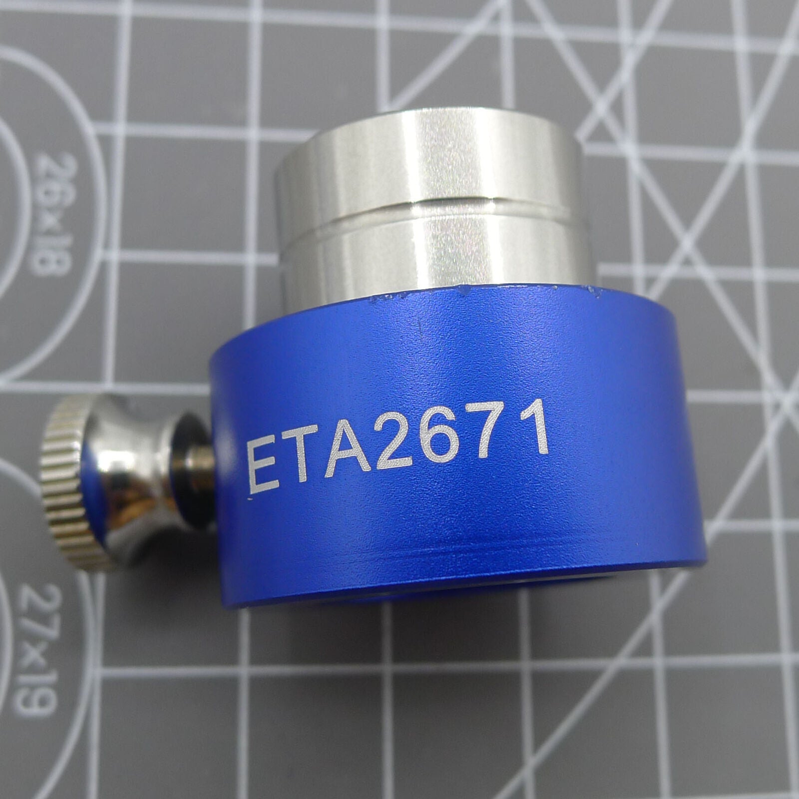 Reversible Movement Holder with Knob for ETA 2671, precision watch repair tool.