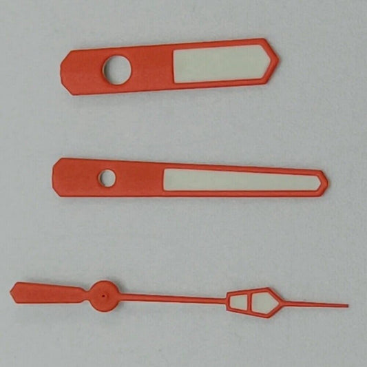 Aiguilles de montre luminescentes vertes peintes en blanc avec garniture orange de 12,5 mm pour NH35 NH36 7S26 7S36