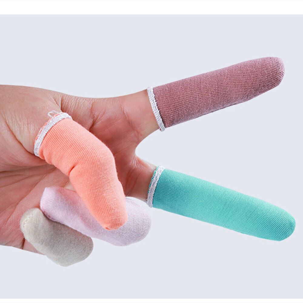 Mixed color cotton finger cots set, ideal for precise watch repair and disposable hand protection.