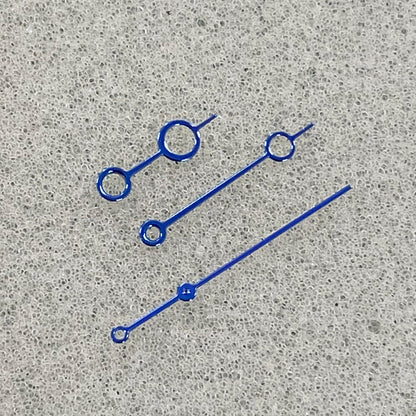 Blue hollow bubble-style watch hands for NH35, NH36, 4R, 7S mechanical movements.
