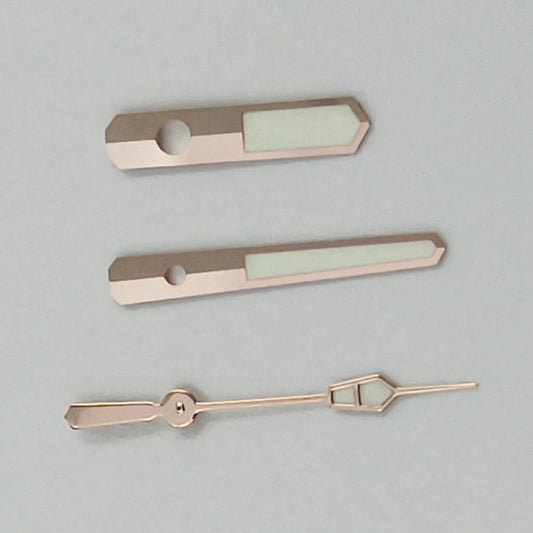 Aiguilles de montre 12,5 mm avec garniture dorée rose et luminescentes vertes pour mouvement NH35, NH36, 7S26 et 7S36
