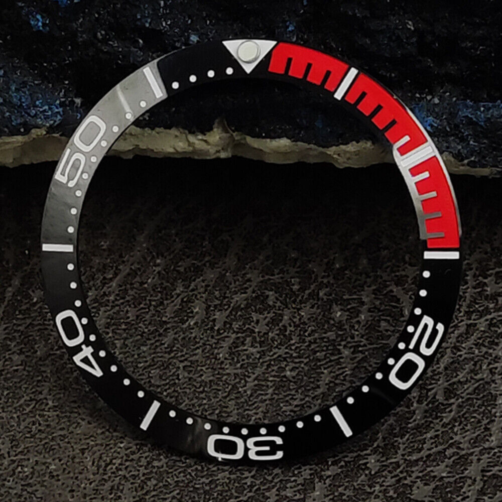 38mm red ceramic waterproof bezel, polished finish for men's watch accessory replacement.