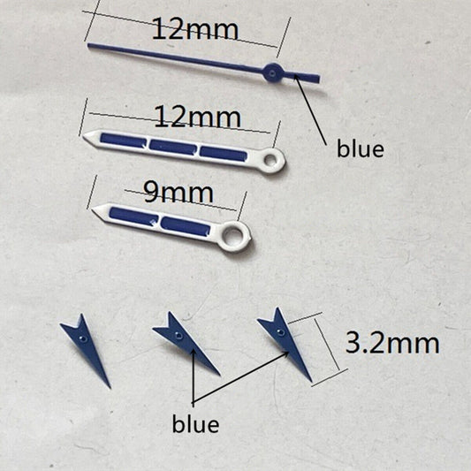 Aiguilles de montre peintes en bleu de 12 mm pour mouvement Miyota OS10 OS20 OS22 OS60 OS80 OS11