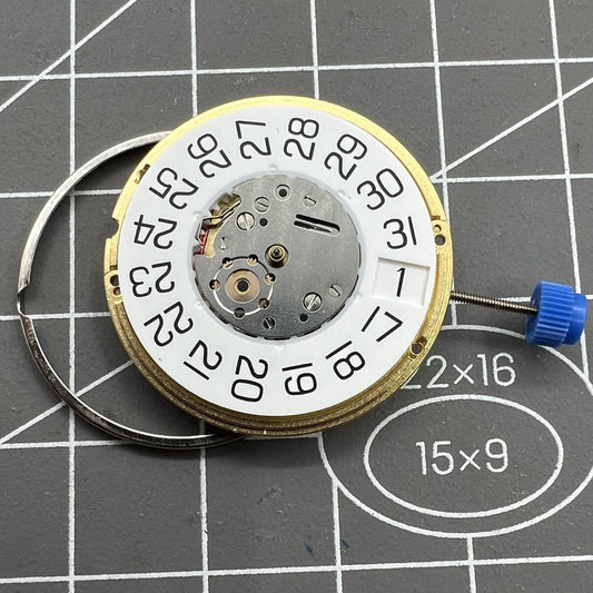 ETA F06.161 V8 quartz watch with date at 3, single calendar, sleek modern design by ETA.